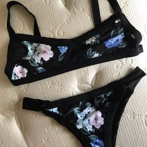 NEVER WORN Black Floral Bikini set